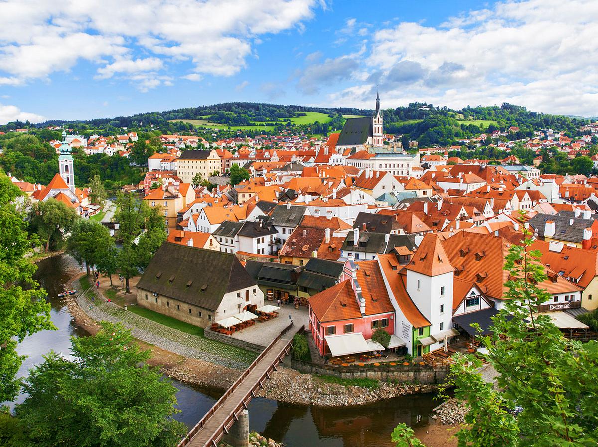 Die alte böhmische Stadt Cesky Krumlov.