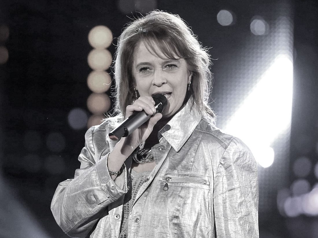 Sängerin Andrea Jürgens im Jahr 2016 bei der Aufzeichnung einer TV-Show.