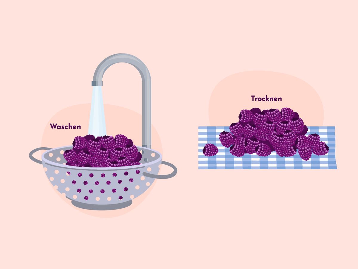 Anleitung Brombeerlikör mit Zimt selber machen: Beeren waschen