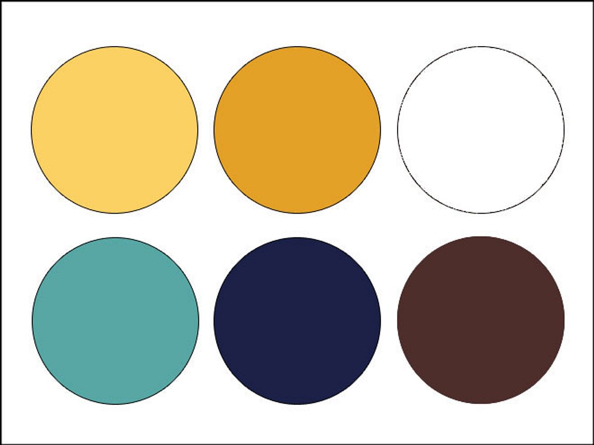 Mit Gelb, Weiß und Blautönen lassen sich schöne Farbkombinationen herstellen.