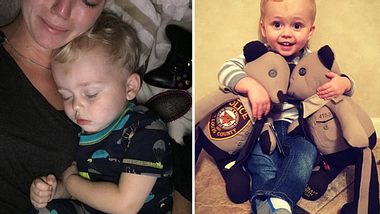 Aus der Uniform eines im Dienst getöteten Polizisten wurden tröstende Teddys für seinen Sohn genäht. - Foto: Facebook / Elizabeth Snyder