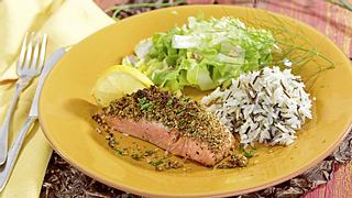 Kochen für Diabetiker: Lachsfilet in Kräuterkruste - Foto: Diabetes-Journal