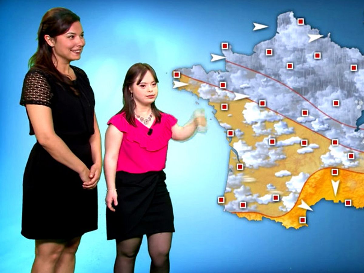 Mélanie leidet am Downsyndrom und führte durch das Wetter beim Sender France 2. 