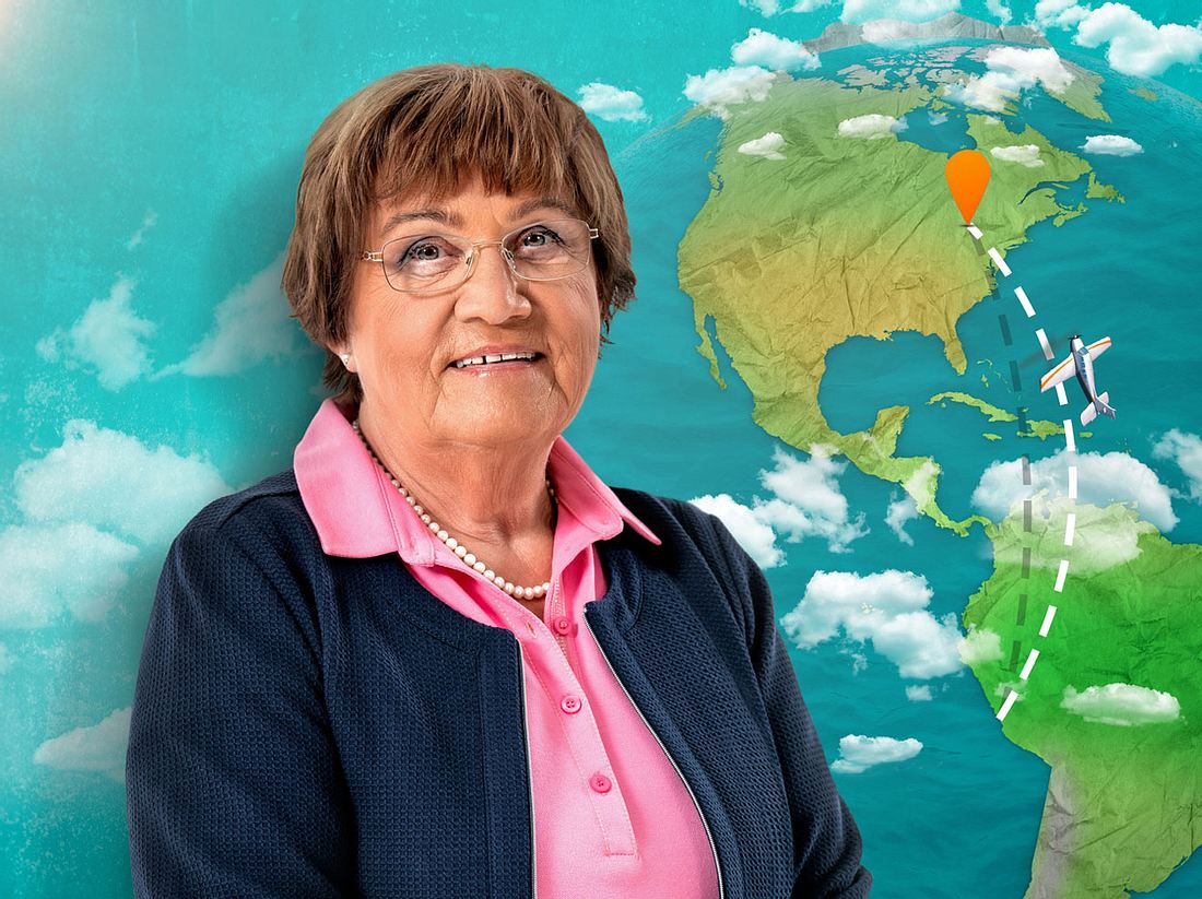 Seniorin Ruth möchte sich durch Mit 80 Jahren um die Welt einen Herzenswunsch erfüllen.