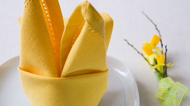 Serviette falten zu Ostern leicht gemacht. Probieren Sie diese süßen Häschen. - Foto: TeQui0 / iStock