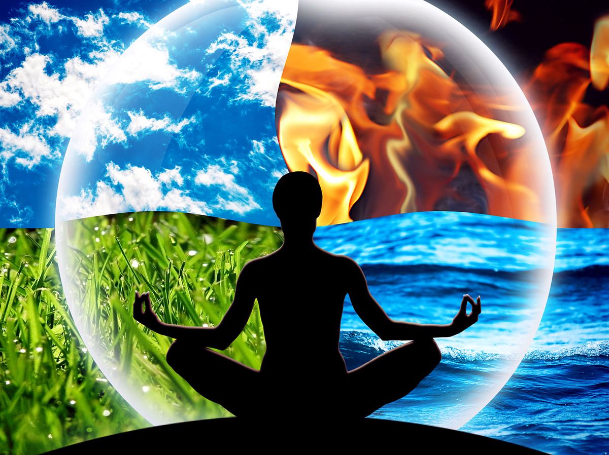 Die vier Elemente Feuer, Wasser, Luft und Erde können wir für unsere Gesundheit nutzen.